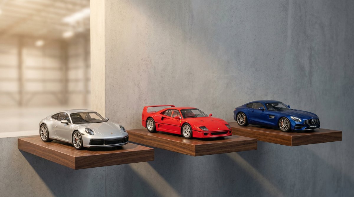 Models118 Lager mit Sammler-Modellautos in Glasvitrinen