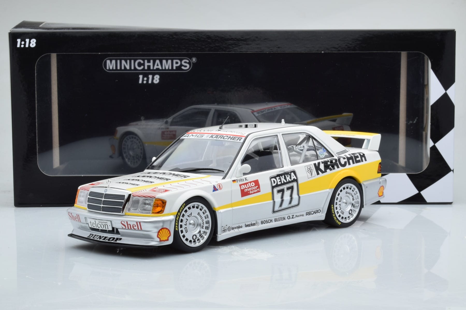 Mercedes 190E 2.5-16 W201 EVO 1 Karcher #77 F. Kreutzpointer Team AMG-Mercedes DTM 1990 Minichamps 1:18 155903677 Druckguss — Bild 6 von 6
