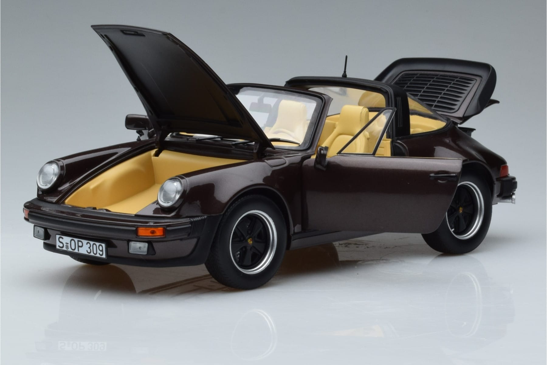 Porsche 911 964 Turbo Targa Braun Norev 1:18 187665 Druckguss — Bild 2 von 8