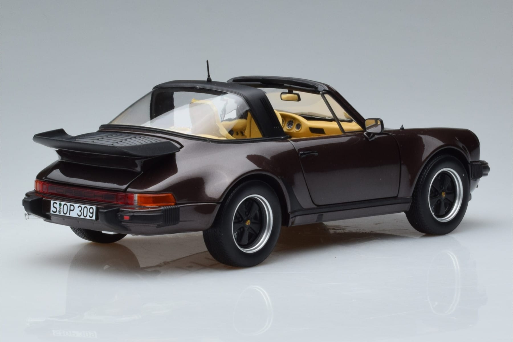 Porsche 911 964 Turbo Targa Braun Norev 1:18 187665 Druckguss — Bild 3 von 8