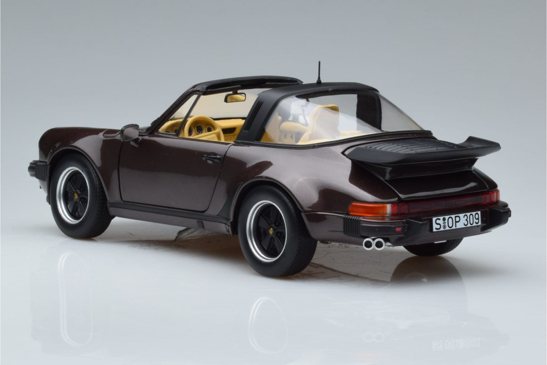 Porsche 911 964 Turbo Targa Braun Norev 1:18 187665 Druckguss — Bild 7 von 8