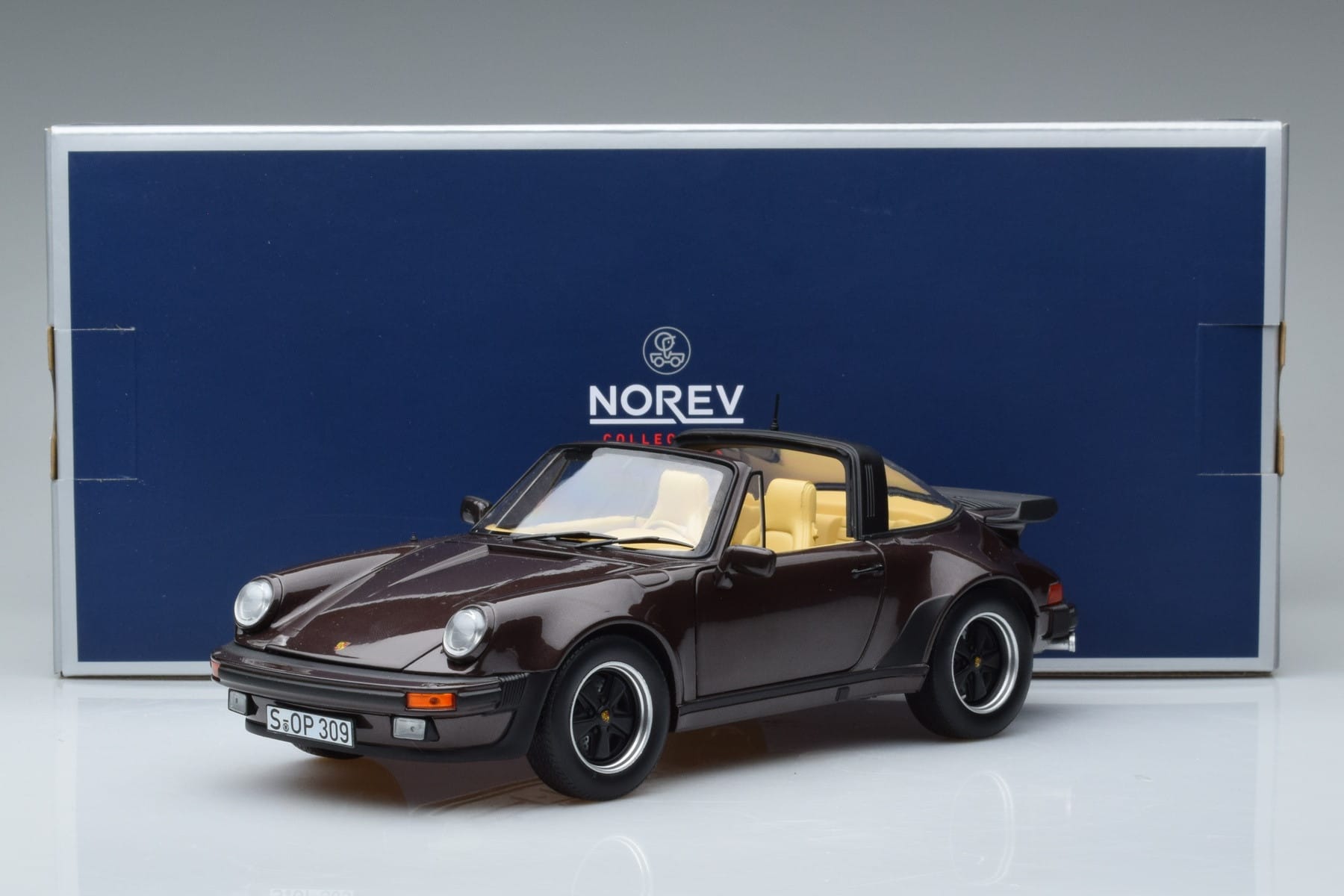 Porsche 911 964 Turbo Targa Braun Norev 1:18 187665 Druckguss — Bild 8 von 8