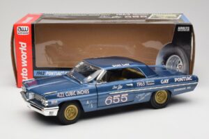 Pontiac Catalina Super Duty Super Stock #655 Blau 1962 Auto World 1:18 AW201/06 Druckguss — Bild 8 von 8